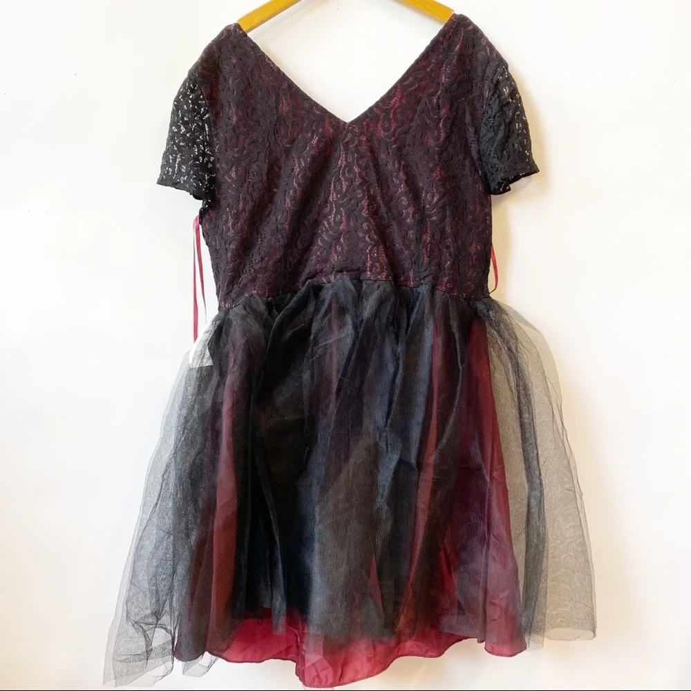 ASOS Curve Black Red Lace Tutu Dress Special Occasion Women's Plus Size 18 NWT - Picture 7 of 10